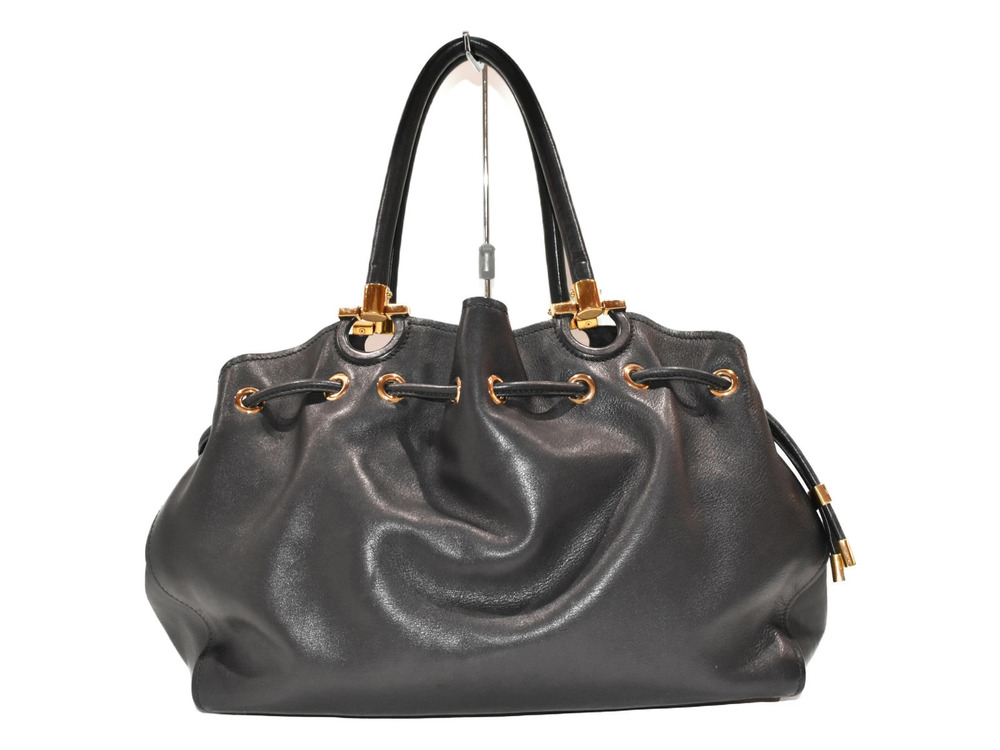 Salvatore Ferragamo leather black handbag all